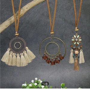 NEW 3 Boho Necklace & 2 Tassel Earrings Set